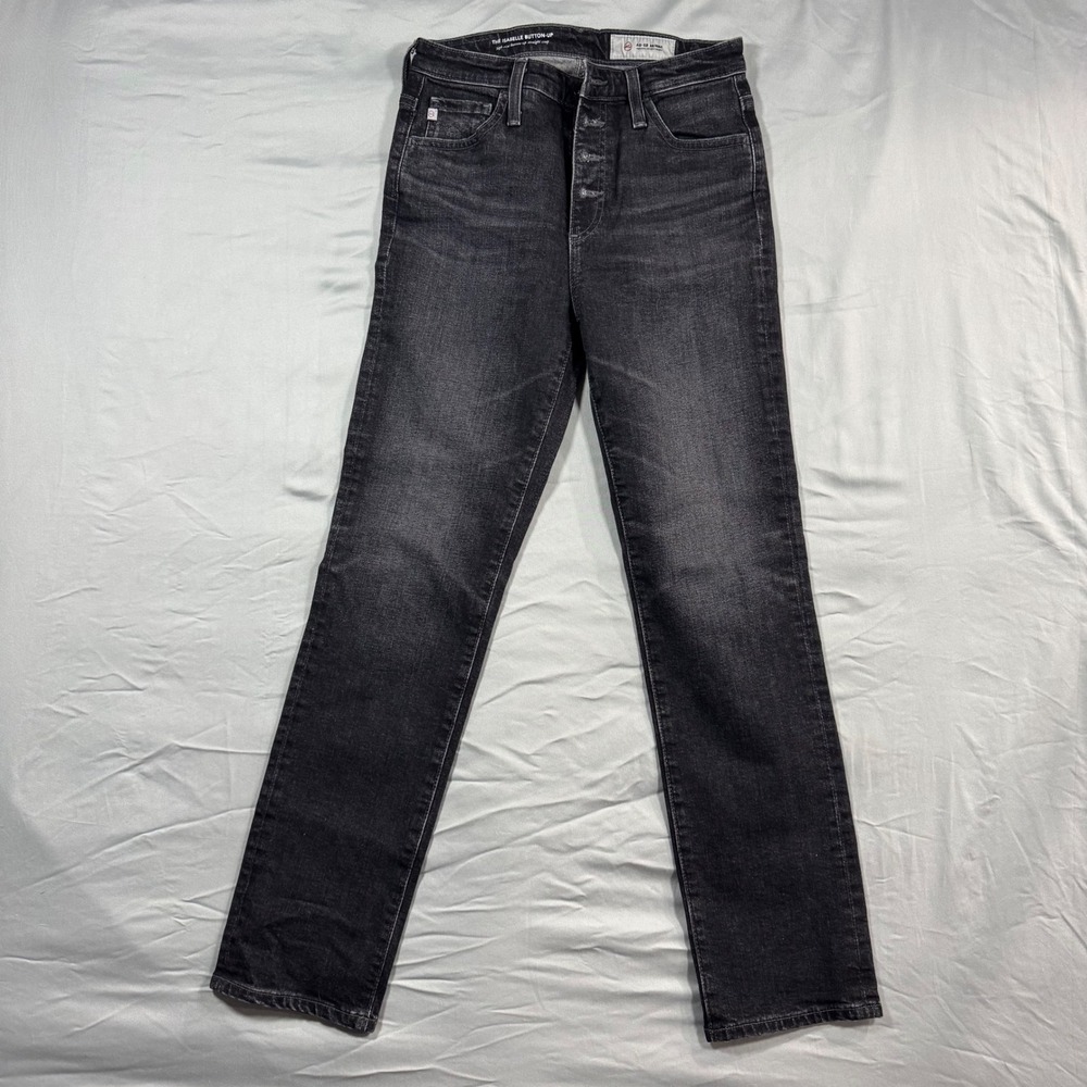 AG Adriano Goldschmied The Isabelle Straight Crop Jeans Black Women's 25R - Picture 2 of 10